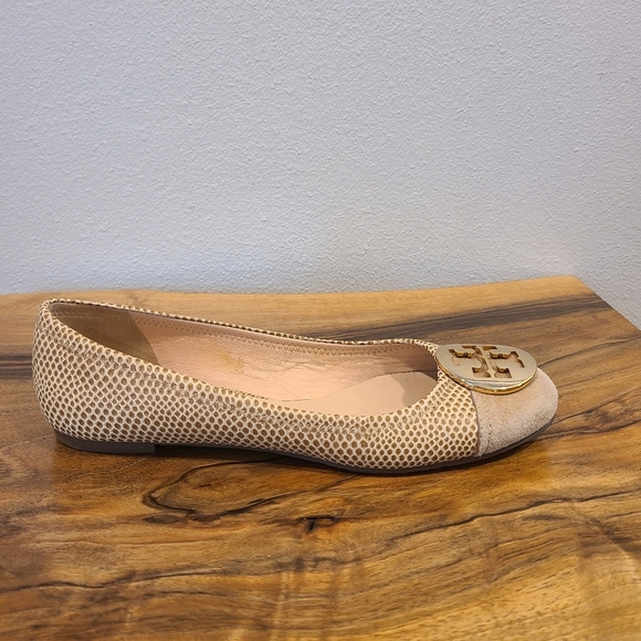 Tory Burch Reva Suede Toe Snake Print Ballet Flat - Picture 8 of 13